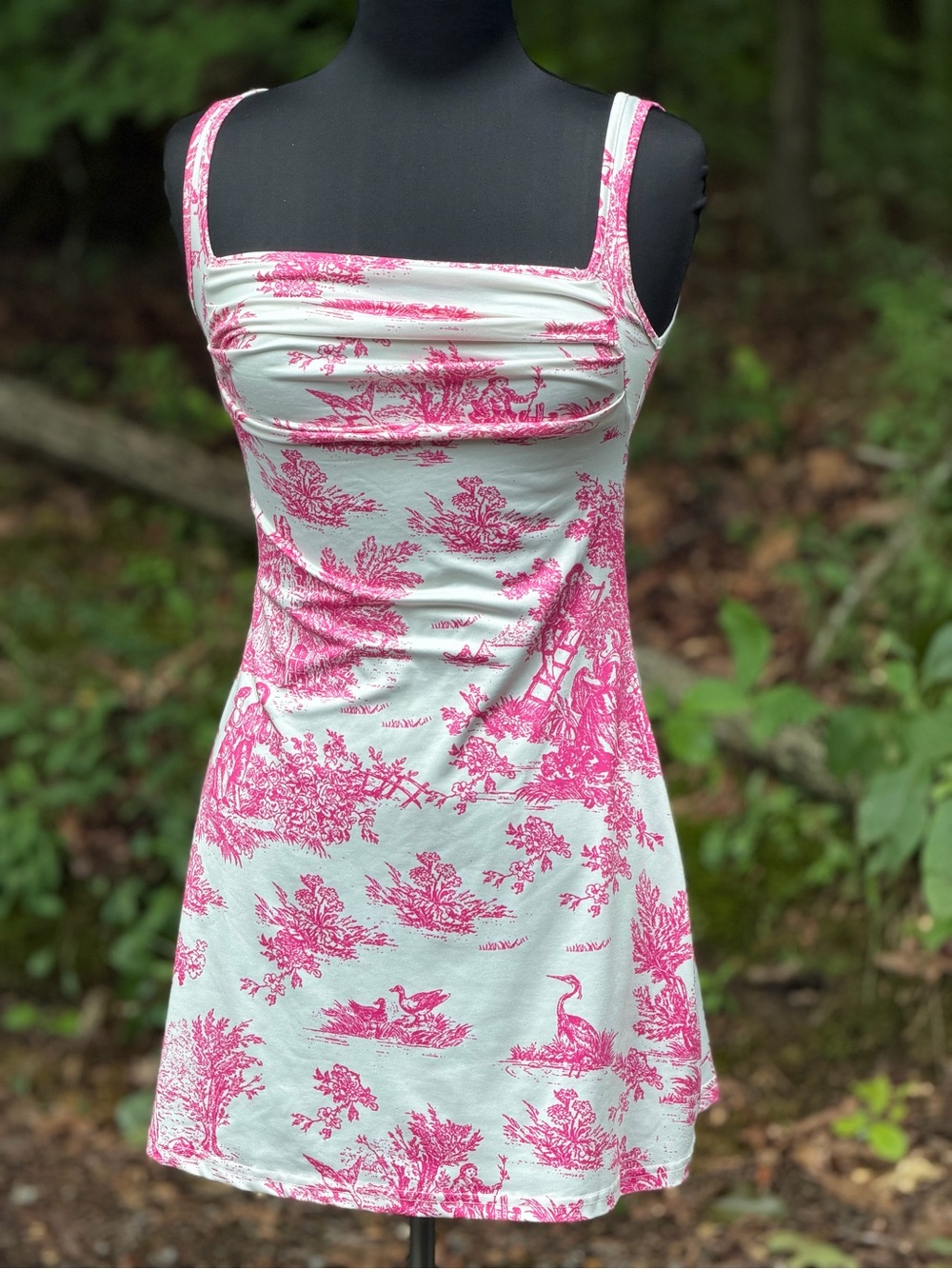 Pink Toile Print Tank Sundress